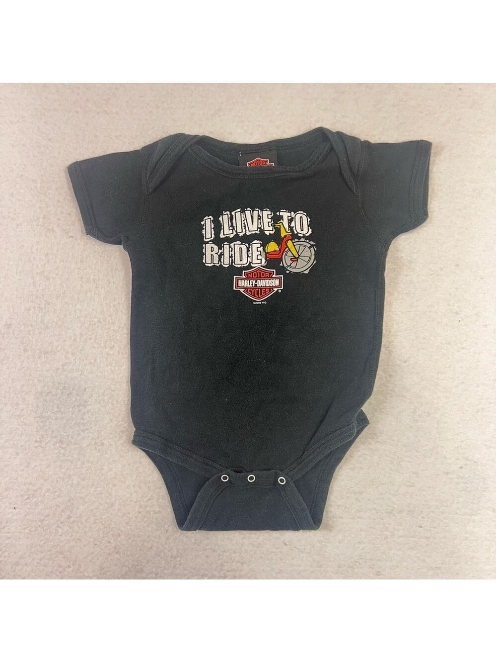 Harley-Davidson Baby Knit Coveralls I Live To Ride Romper Black 18 Months